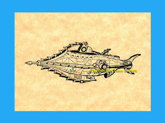 Captain Nemo's submarine rubber stamp