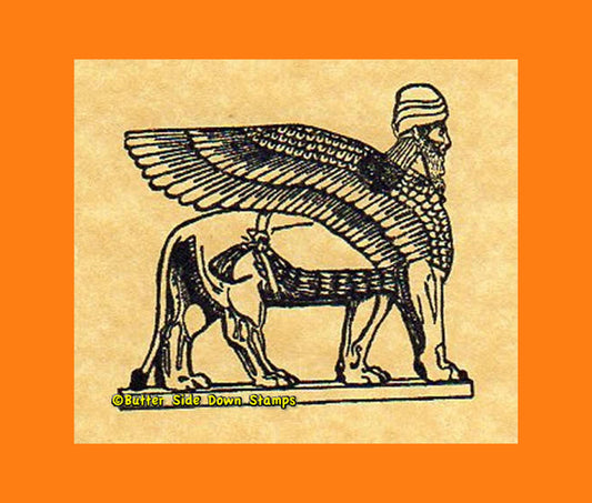 Lamassu Winged Bull Rubber Stamp