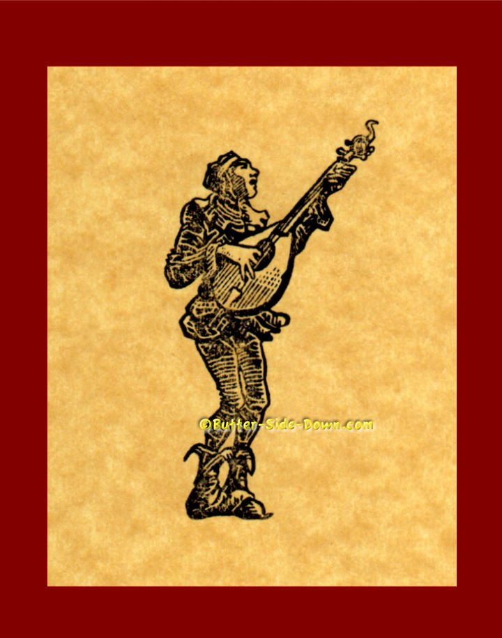 Minstrel with lute rubber stamp