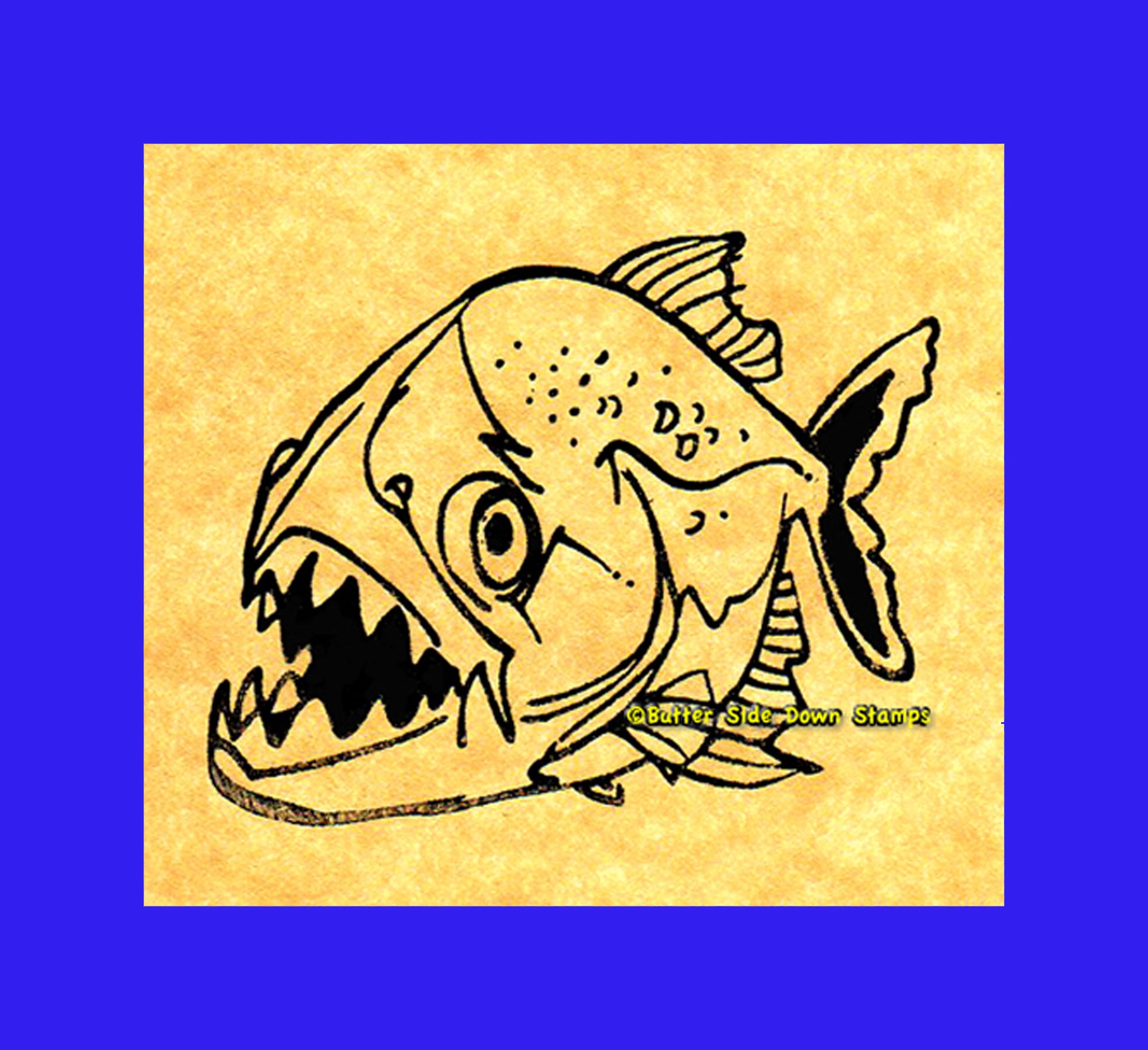 Piranha Fish Rubber Stamp