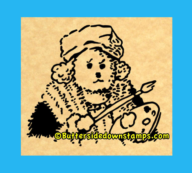 Rembearant teddy bear rubber stamp
