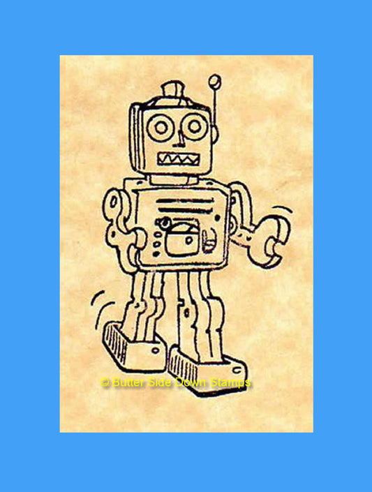 Classic walking toy robot rubber stamp