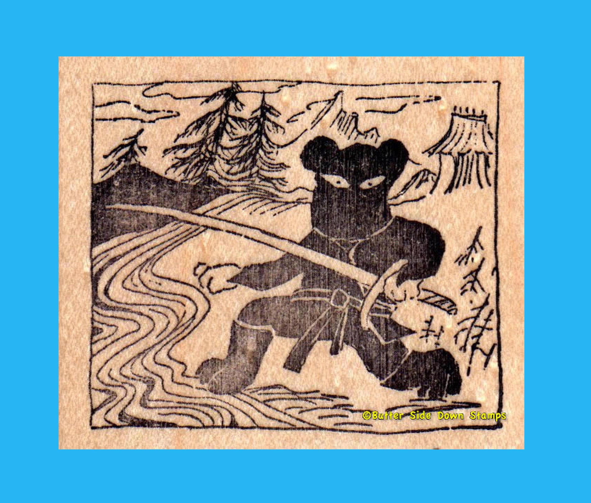 Ninja Teddy Bear Rubber Stamp
