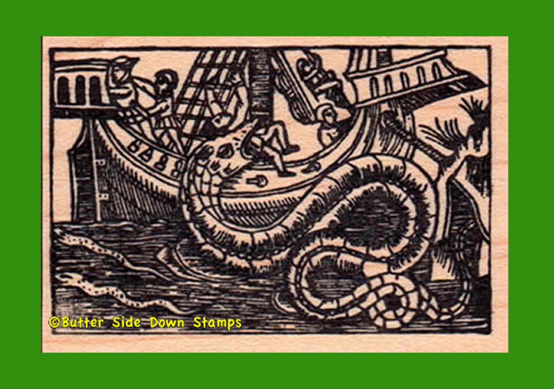 Sea Dragon attacking a ship Rubber Stamp