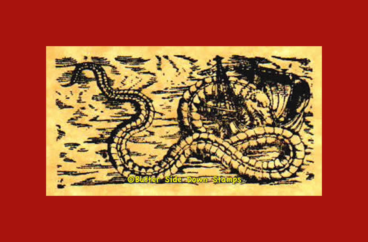 Sea Serpent Attack Rubber Stamp