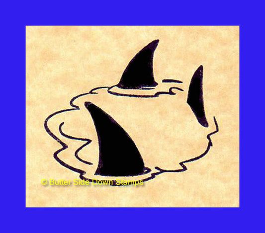 Circling Shark Fins Rubber Stamp