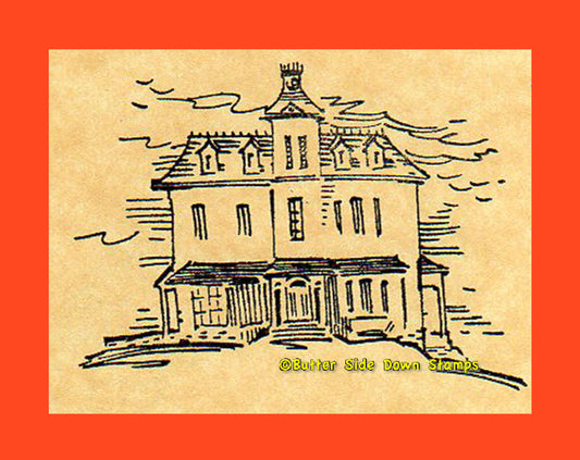 Haunted Mansion Halloween Rubber Stamp