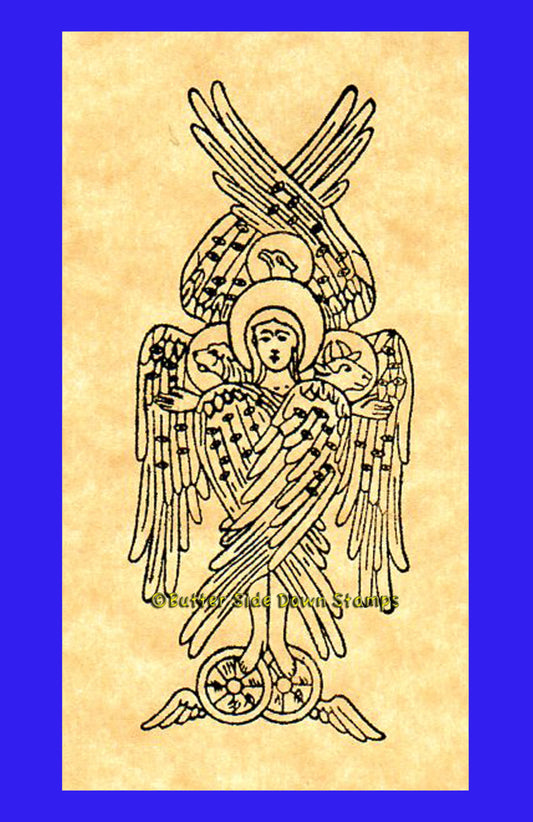 Tetramorph angel with many faces rubber stamp