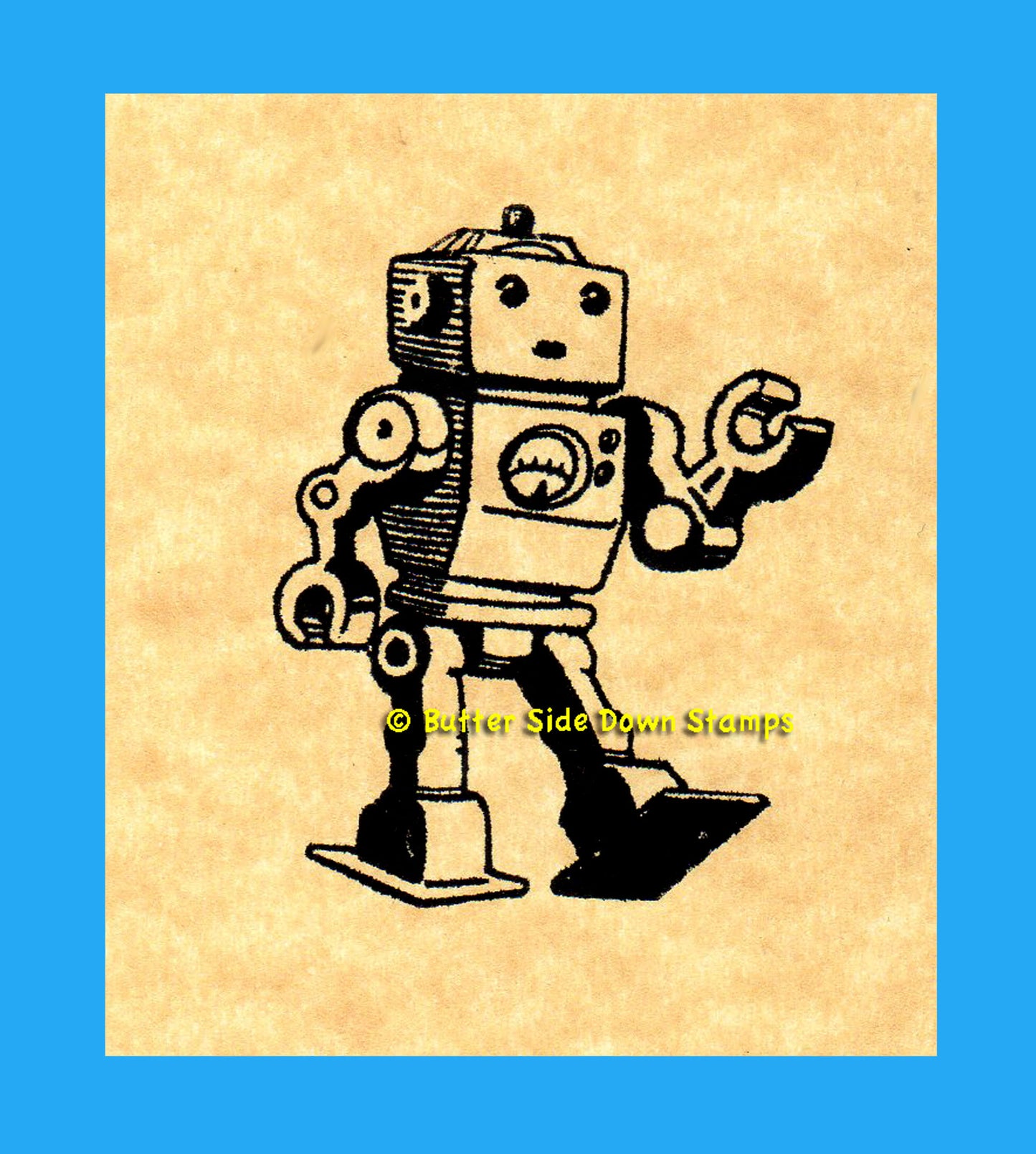 Classic toy robot with pincers rubber stamp