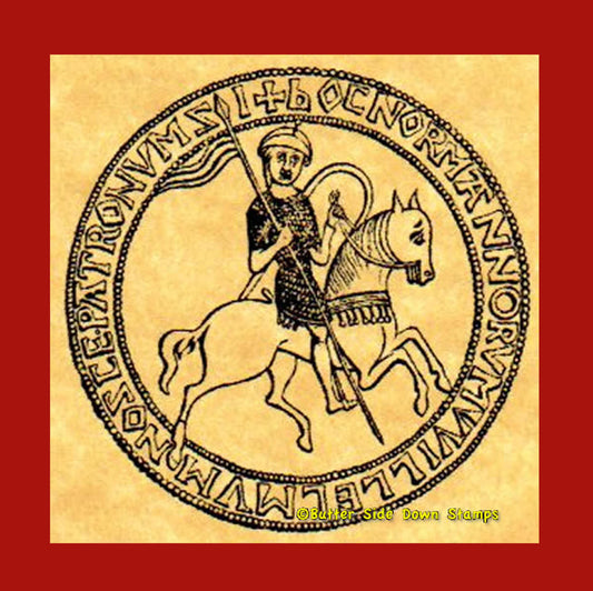 William the Conqueror astride a horse rubber stamp