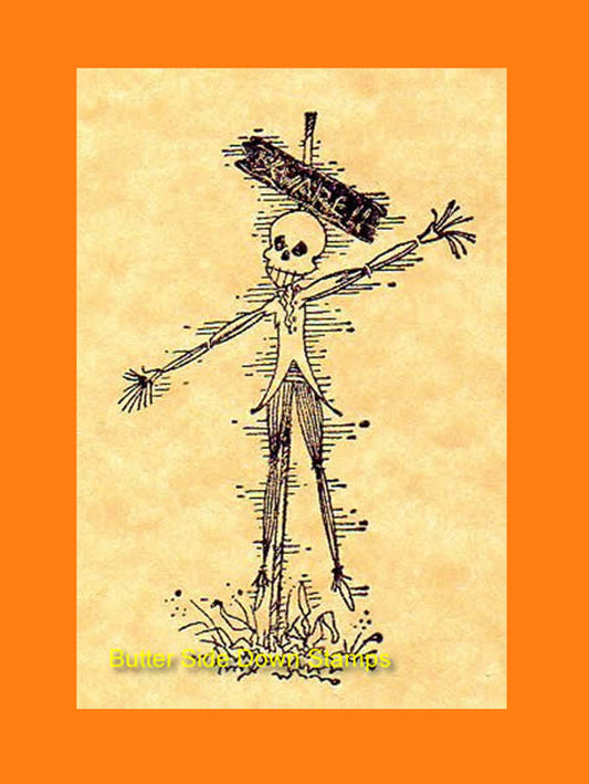 Skeleton Scarecrow Rubber Stamp