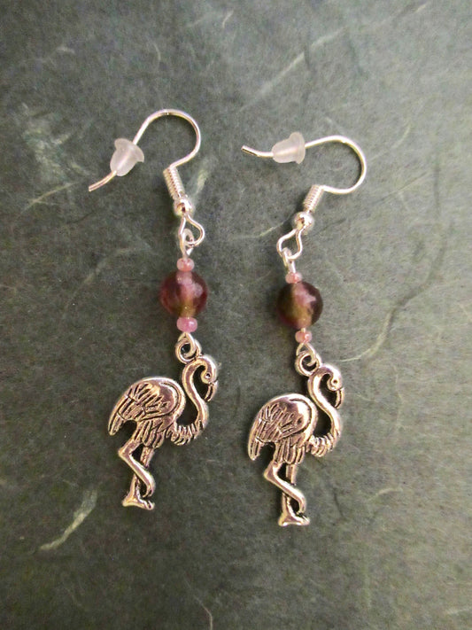 Flamingo Watermelon Jade Earrings