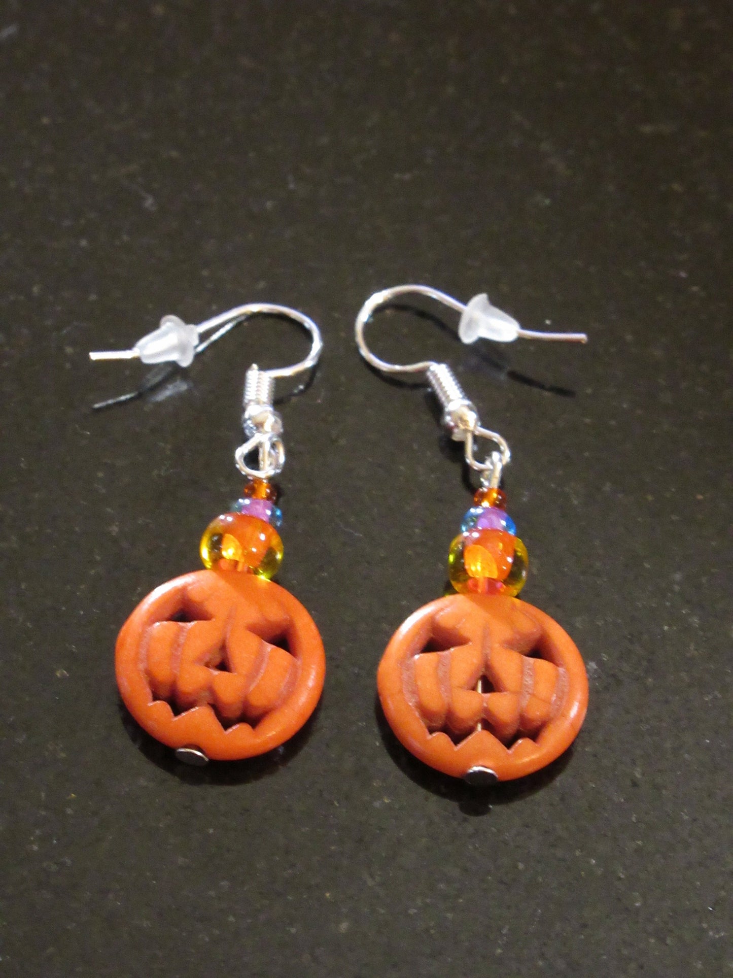 Jack-o-lantern Halloween Pumpkin Czech Earrings