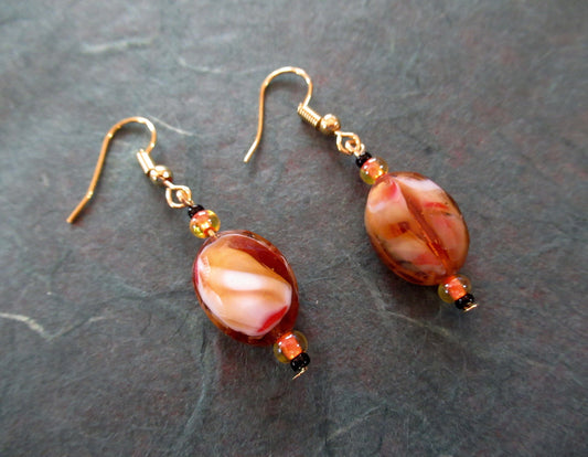 Festive Fall Orange Czech Earrings