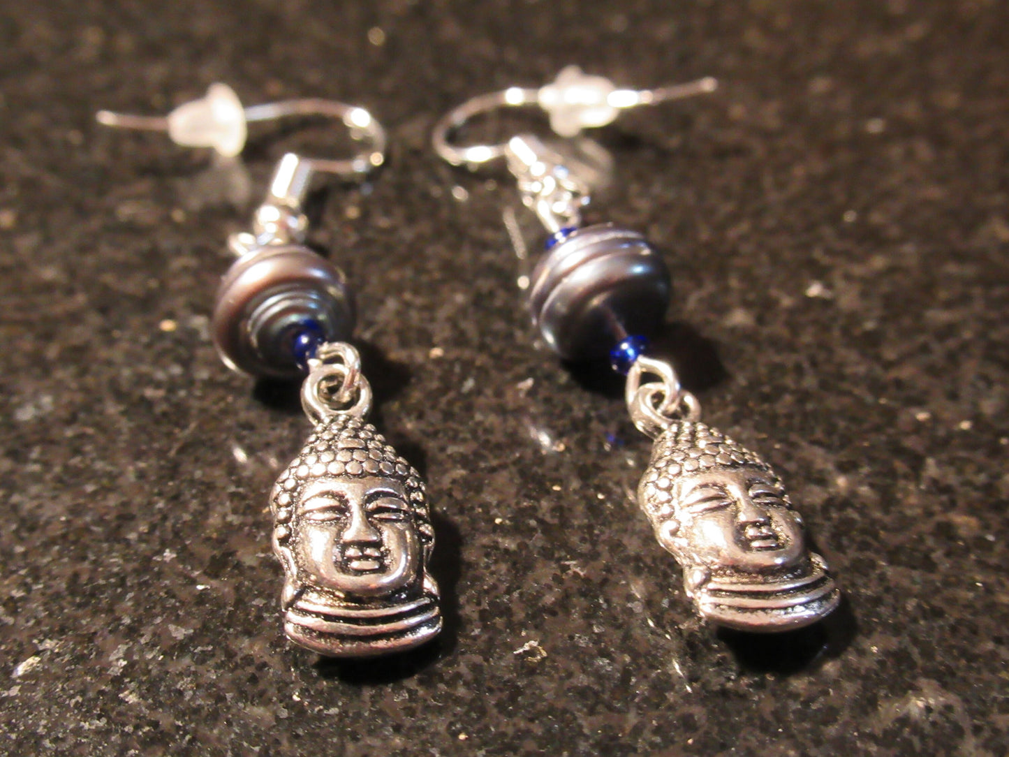 Siam Buddha with Real Blue Pearl Earrings