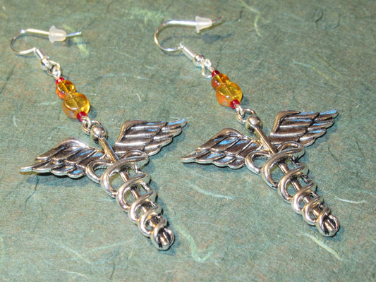 Medical Caduceus-lentil-earrings