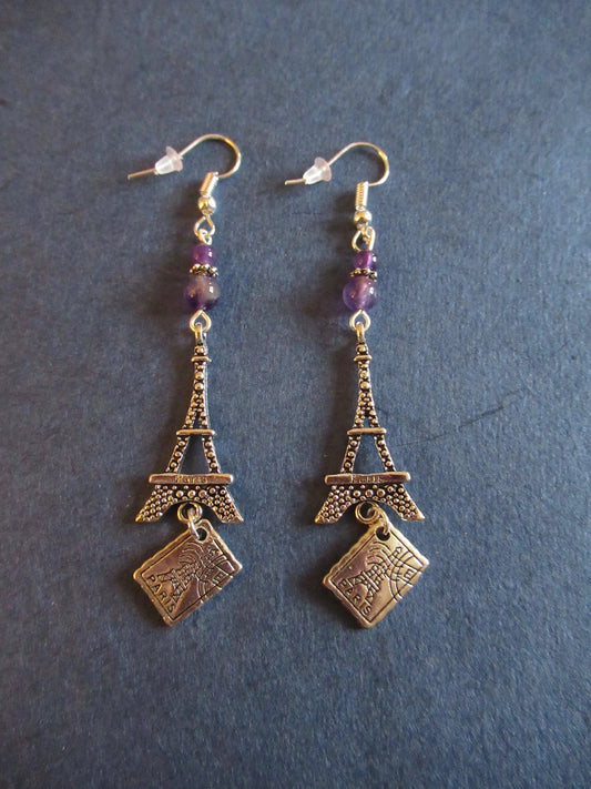 We'll Always Have Paris Amethyst Eiffel Tower Earrings