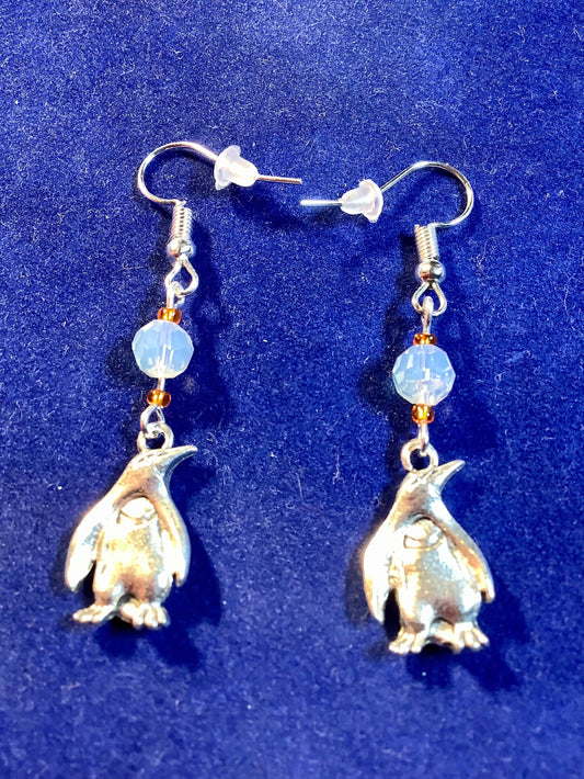 Silver Penguin Ice Earrings